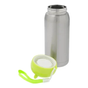 Süße Kinder-Thermosflasche für Sublimation – 320ml, Silber mit grünem Ohren-Deckel