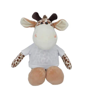 Kuschelige Plüsch-Giraffe mit Sublimations-T-Shirt – 23 cm, Gelb