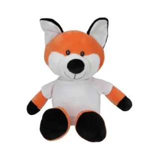 Kuscheliger Plüsch-Fuchs mit Sublimations-T-Shirt – 23 cm, Grau