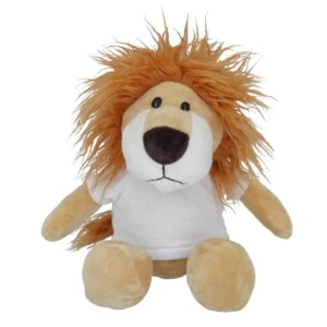 Mutiger Plüsch-Löwe mit Sublimations-T-Shirt – 23 cm, Gelb/Braun