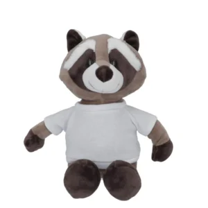 Niedlicher Plüsch-Waschbär mit Sublimations-T-Shirt – 23 cm, Grau