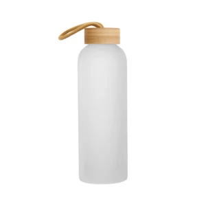 Exklusive Sublimations-Glaswasserflasche mit Bambusdeckel – 750ml, Matt-Finish