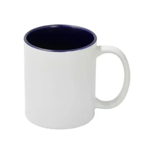 Sublimationstasse 11oz Weiß mit dunkelblauer Innenseite | Technotape Deep Blue
