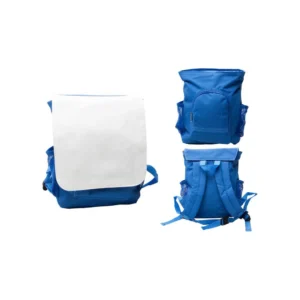 Robuster Kinder-Rucksack für Sublimation (Blau) – Individuell gestaltbare Klappe (20 x 27 cm)