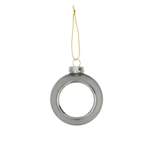 Elegante Sublimations-Weihnachtskugel – Silber, Ø 80 mm mit personalisierbarem Einsatz